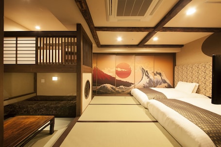 Japanese Style Family Room SAKURA FUJI - Non Smoking (2 Semi-double Beds) - Main Building | Premium bedding, down comforters, desk, iron/ironing board. Centurion Hotel Ueno