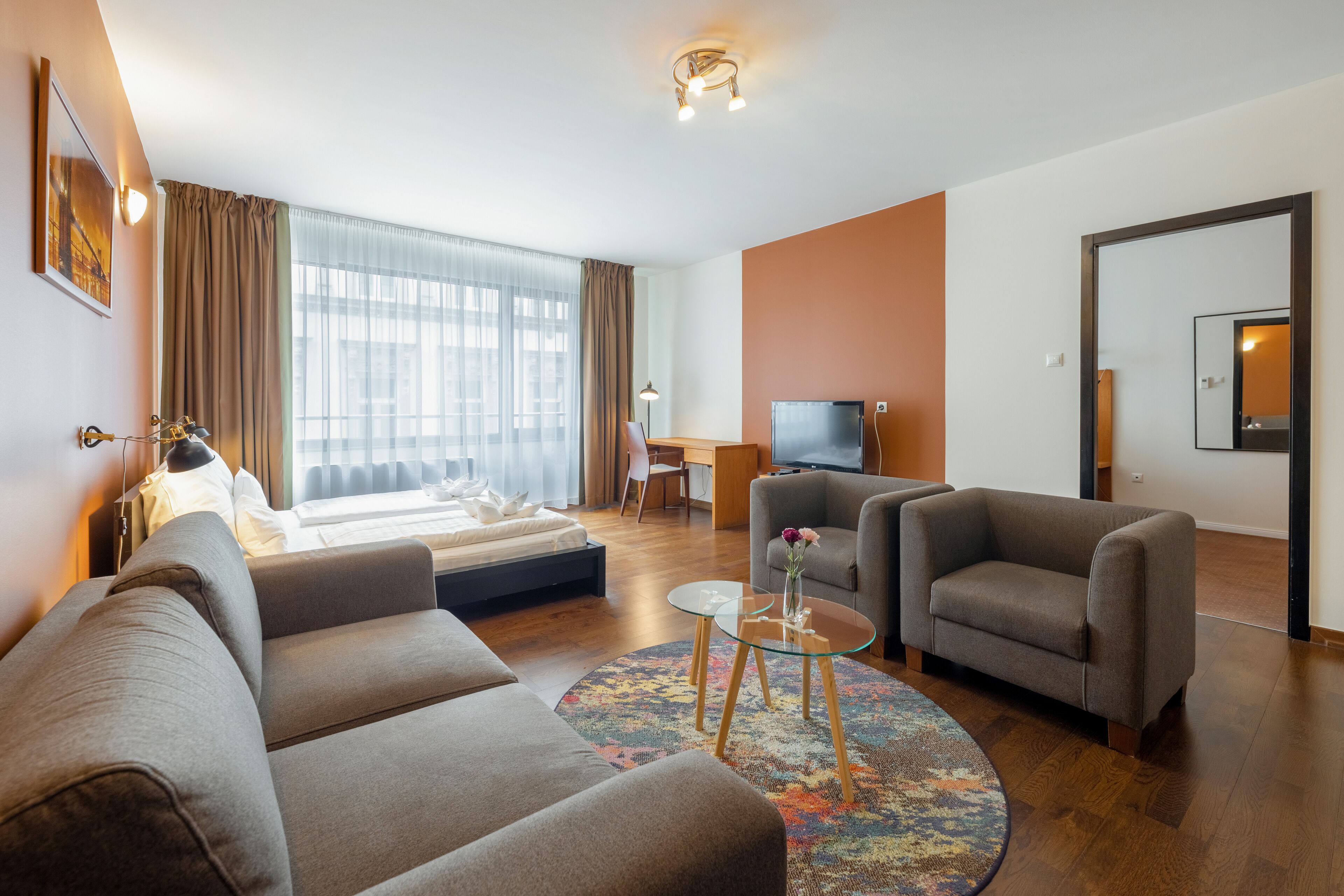 one-bedroom apartment for 4 people | 1 bedroom, minibar, blackout curtains, iron/ironing board