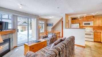 Condo #35 | Living area | LCD TV, fireplace, DVD player