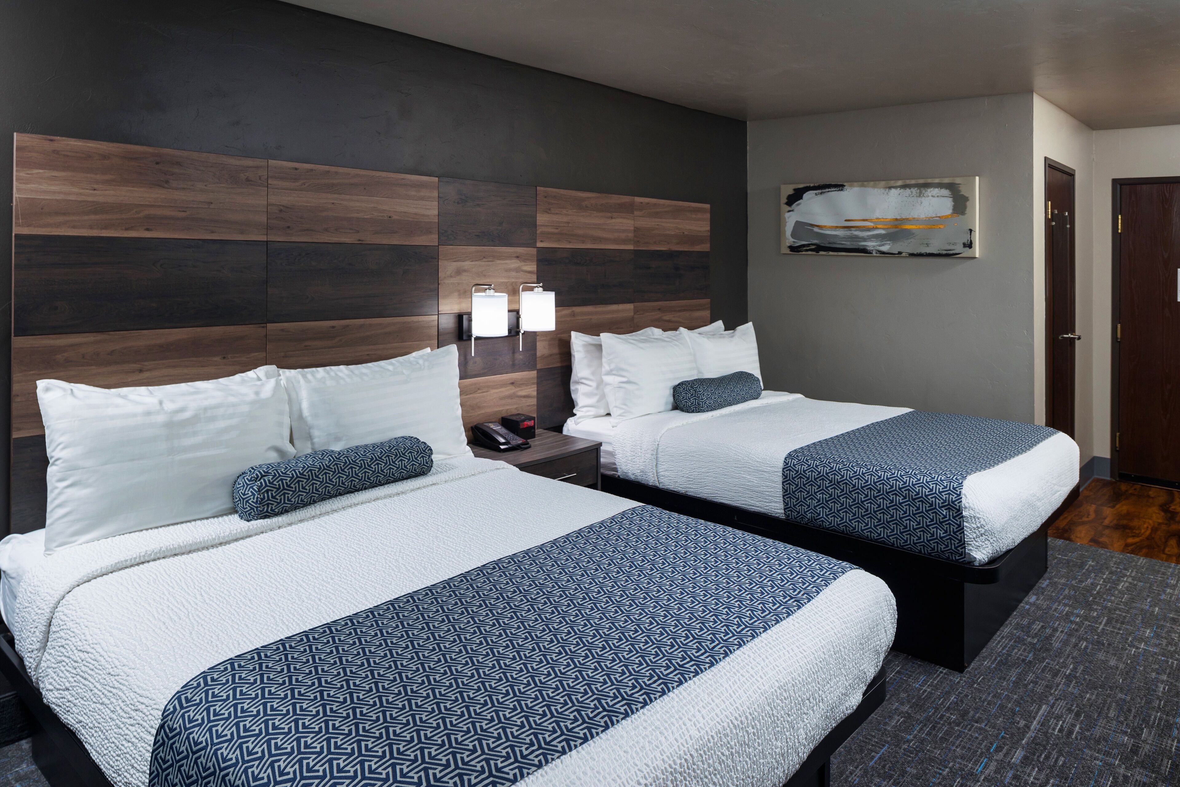 deluxe double room, 2 queen beds | pillow-top beds, desk, blackout curtains, iron/ironing board