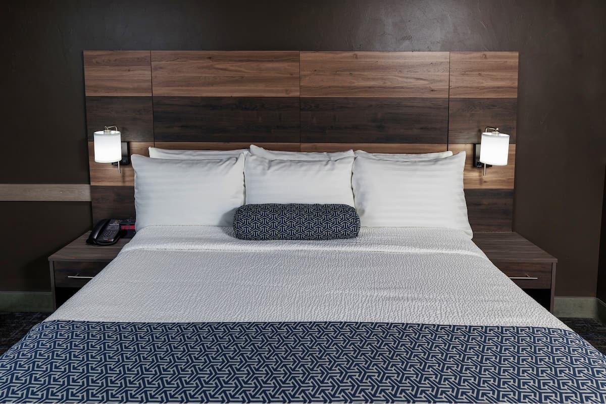 Deluxe King Studio | Pillowtop beds, desk, laptop workspace, blackout drapes