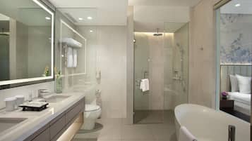 Shower, free toiletries, hair dryer, slippers