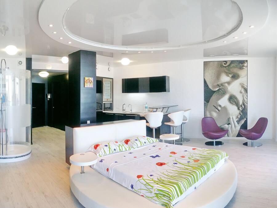 Suite Studio Panoramique, 1 trĂšs grand lit, balcon, vue fleuve