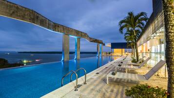 Outdoor pool, open 10:00 AM to 8:00 PM, sun loungers