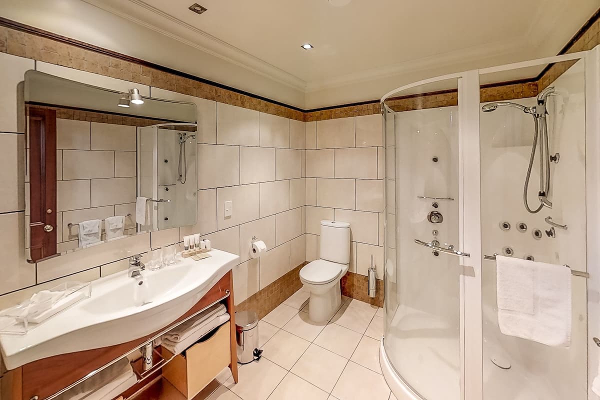free toiletries, hair dryer, towels