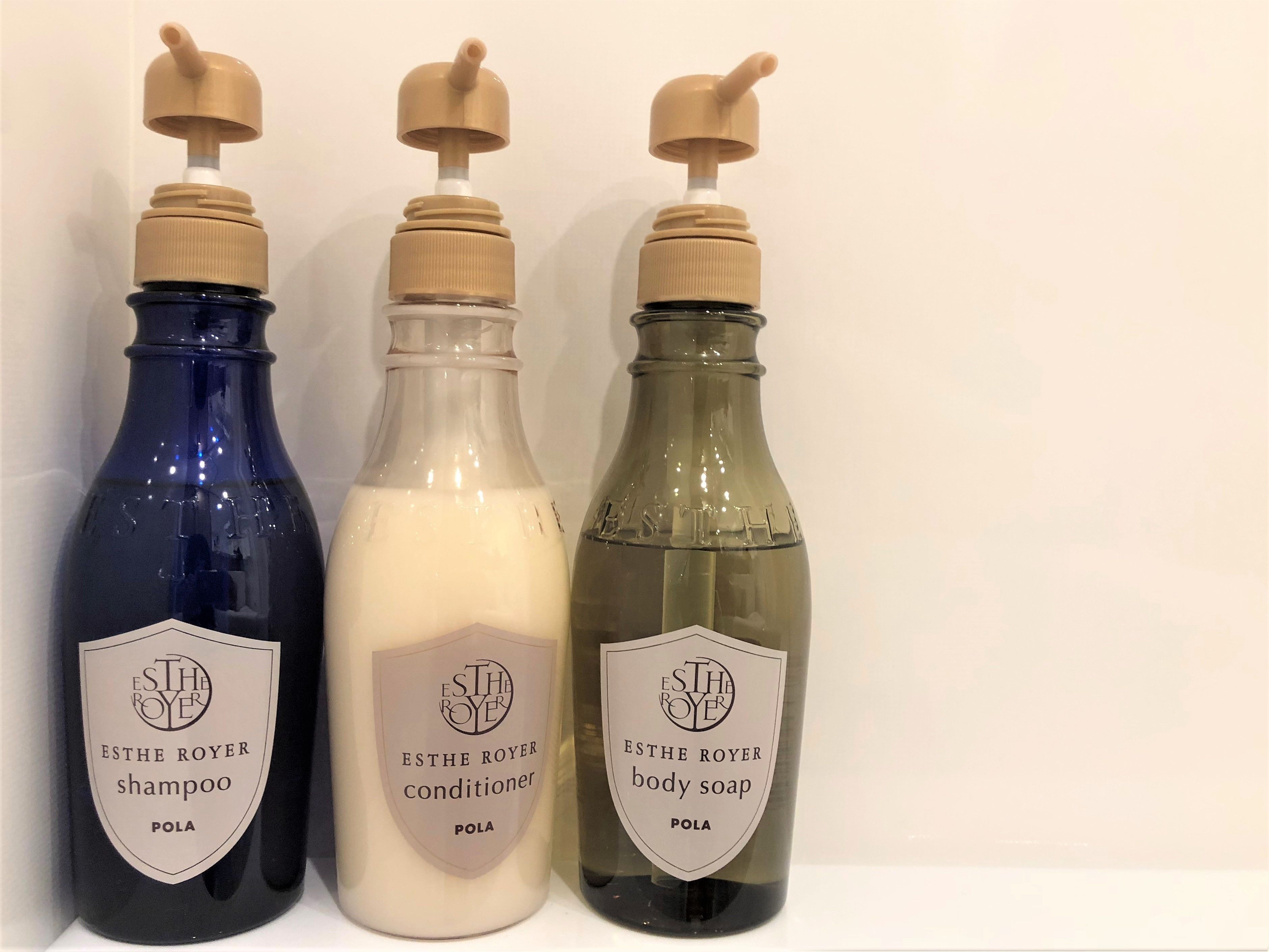 combined shower/bathtub, free toiletries, hair dryer, slippers