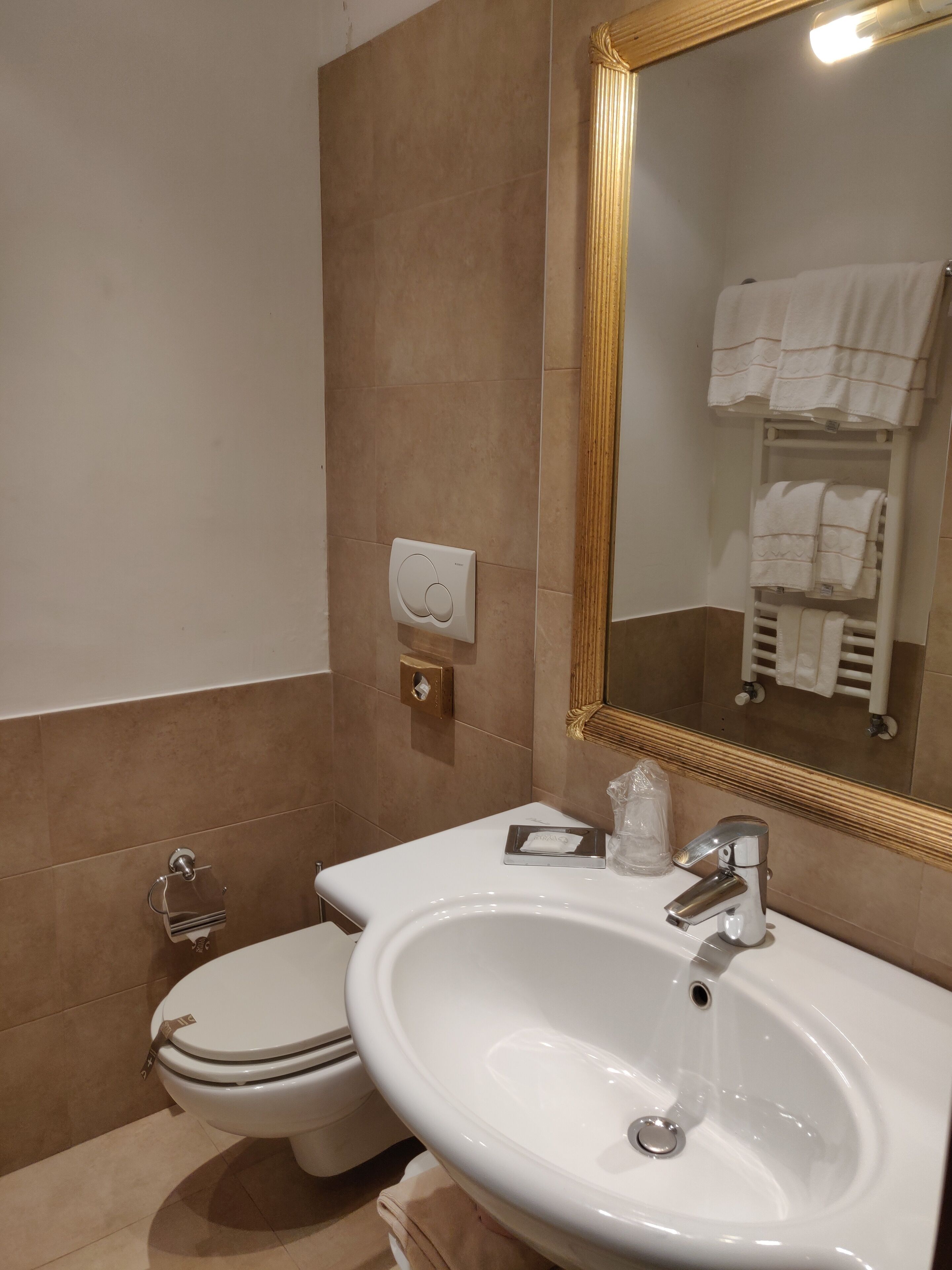 free toiletries, hair dryer, bidet, towels