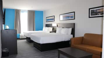 Down duvets, pillow-top beds, desk, blackout curtains