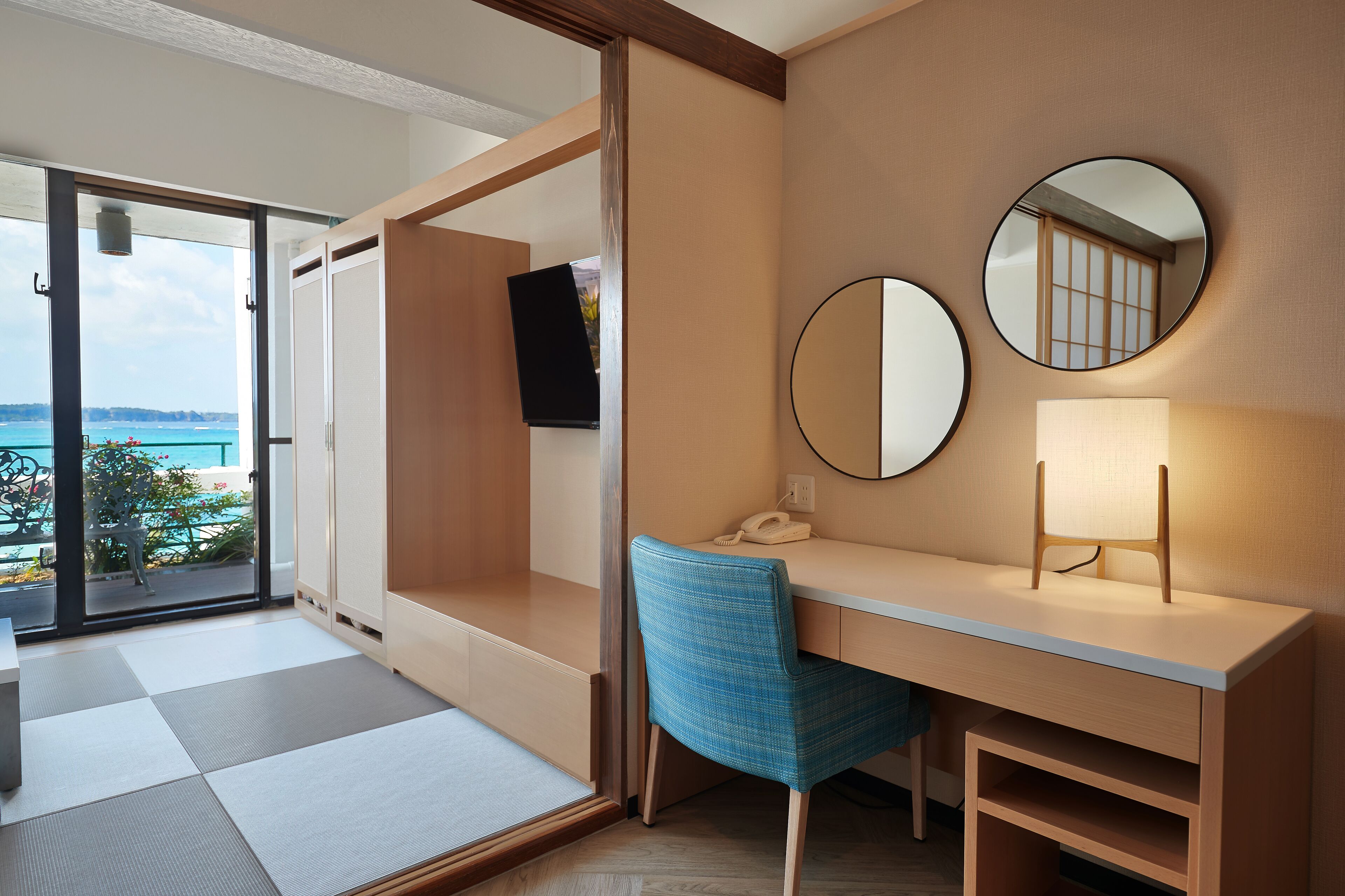 [ocean view] japanese western room, 45 sqm | 1 bedroom, in-room safe, desk, blackout curtains