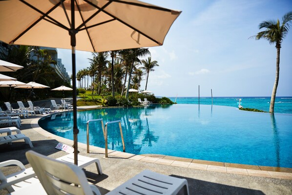 Outdoor pool, pool loungers