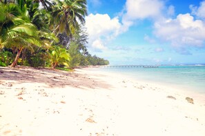 On the beach, white sand, kayaking