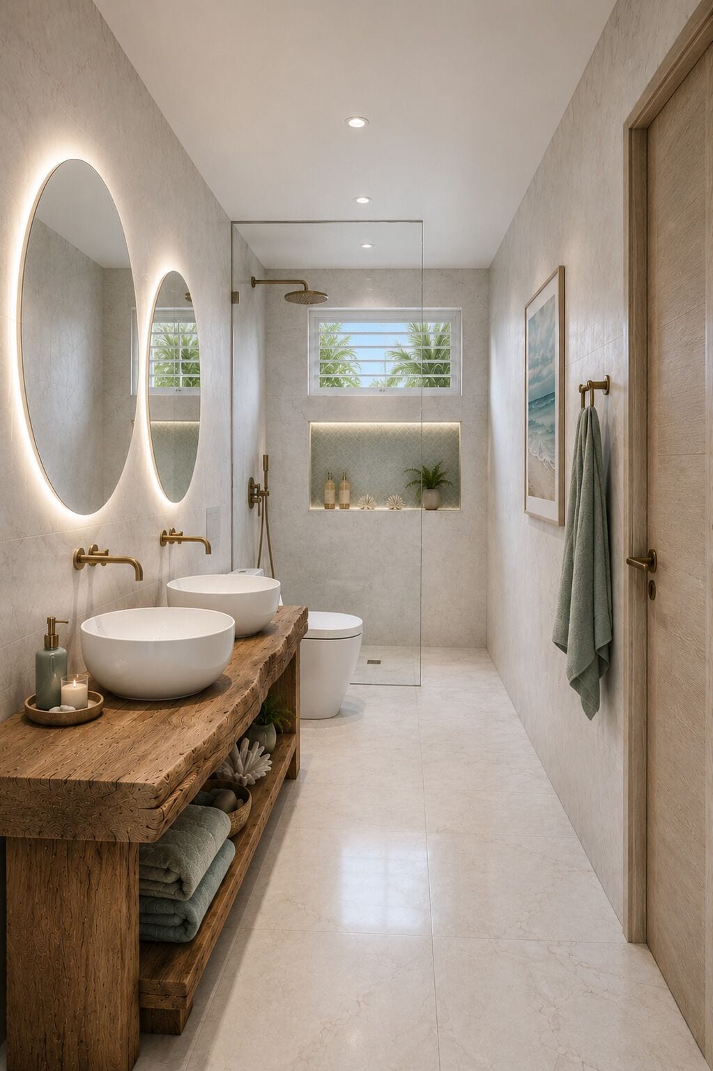 Een douche, een hydromassagedouche, een haardroger, handdoeken
