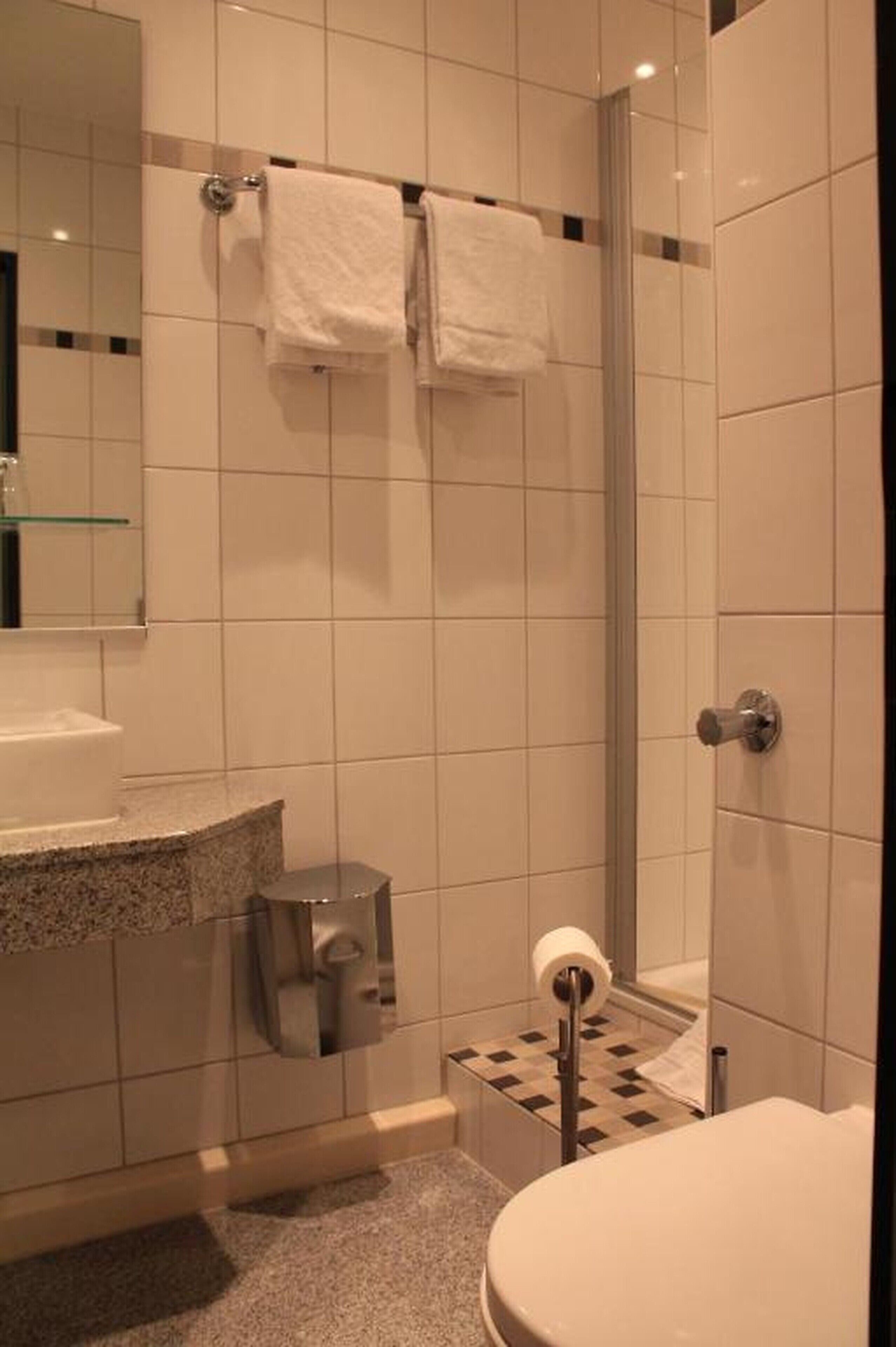 free toiletries, hair dryer, towels