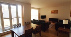 Flat-screen TV, DVD player