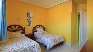 1 bedroom, blackout curtains, bed sheets