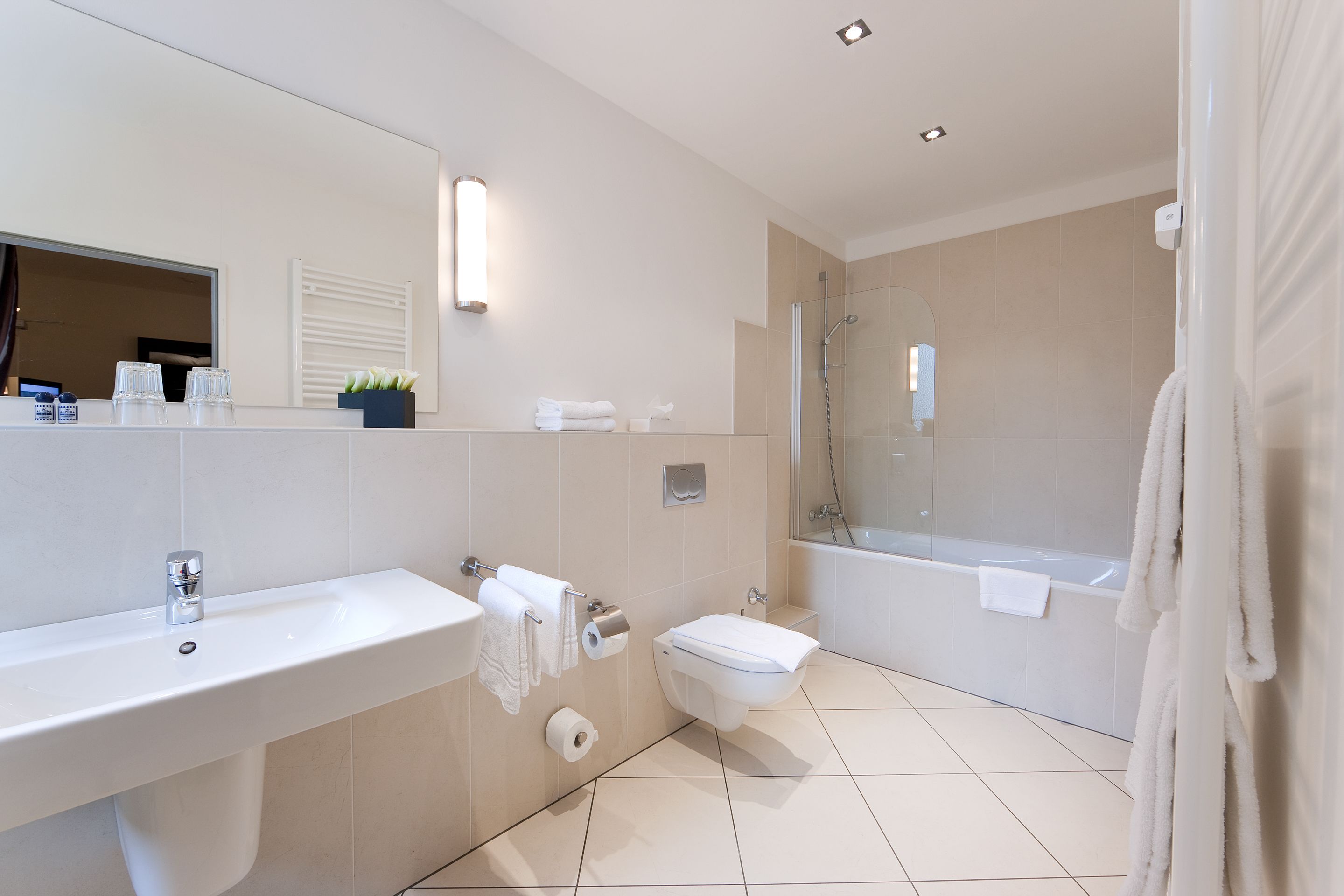 comfort duplex | bathroom amenities | hair dryer, towels