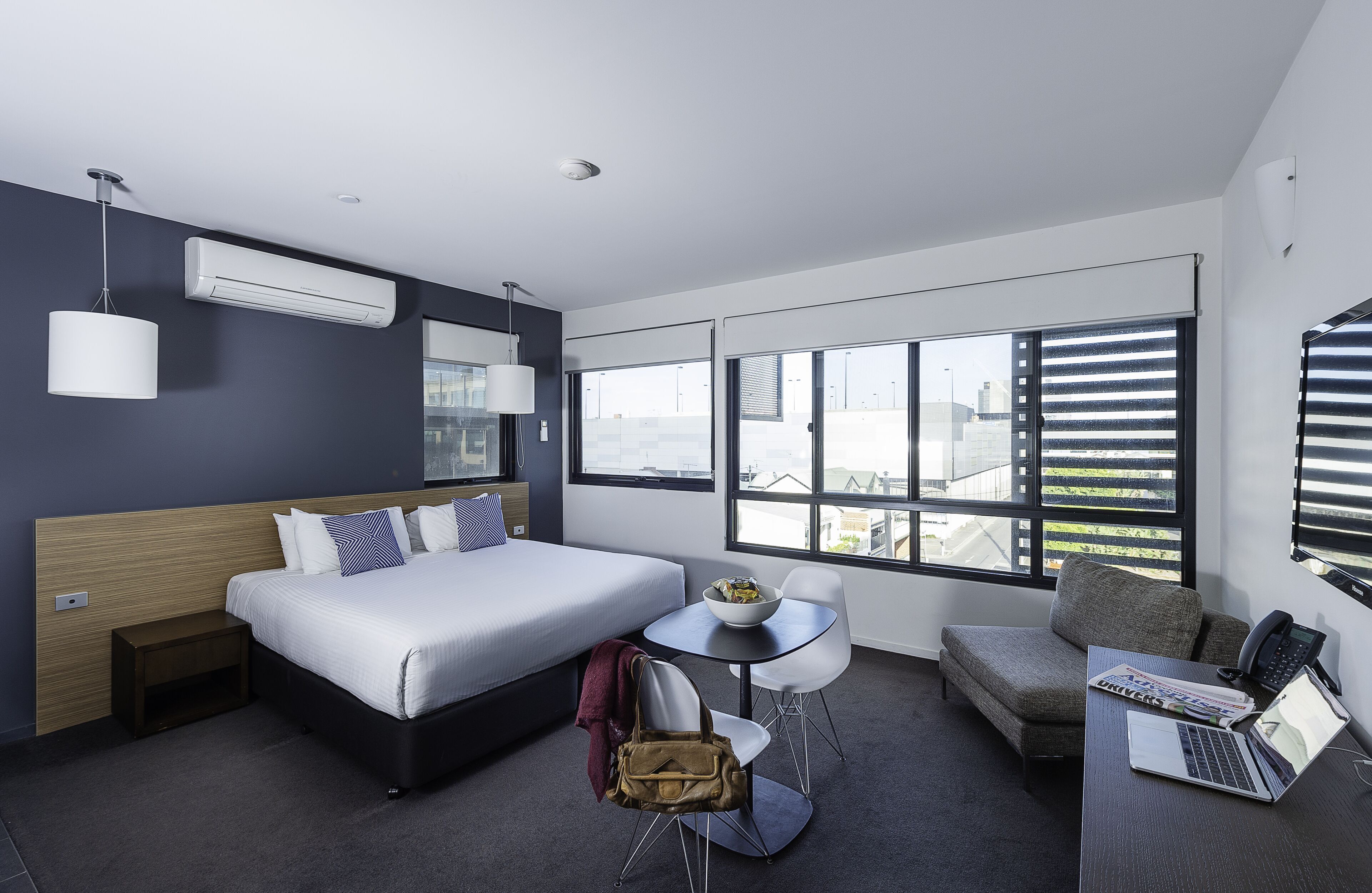 Laptop workspace, soundproofing, iron/ironing board, cribs/infant beds