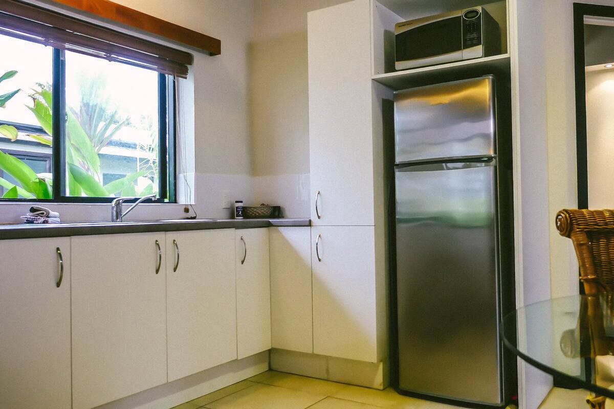 2 bedroom villa | private kitchen | fridge, microwave, stovetop, coffee/tea maker