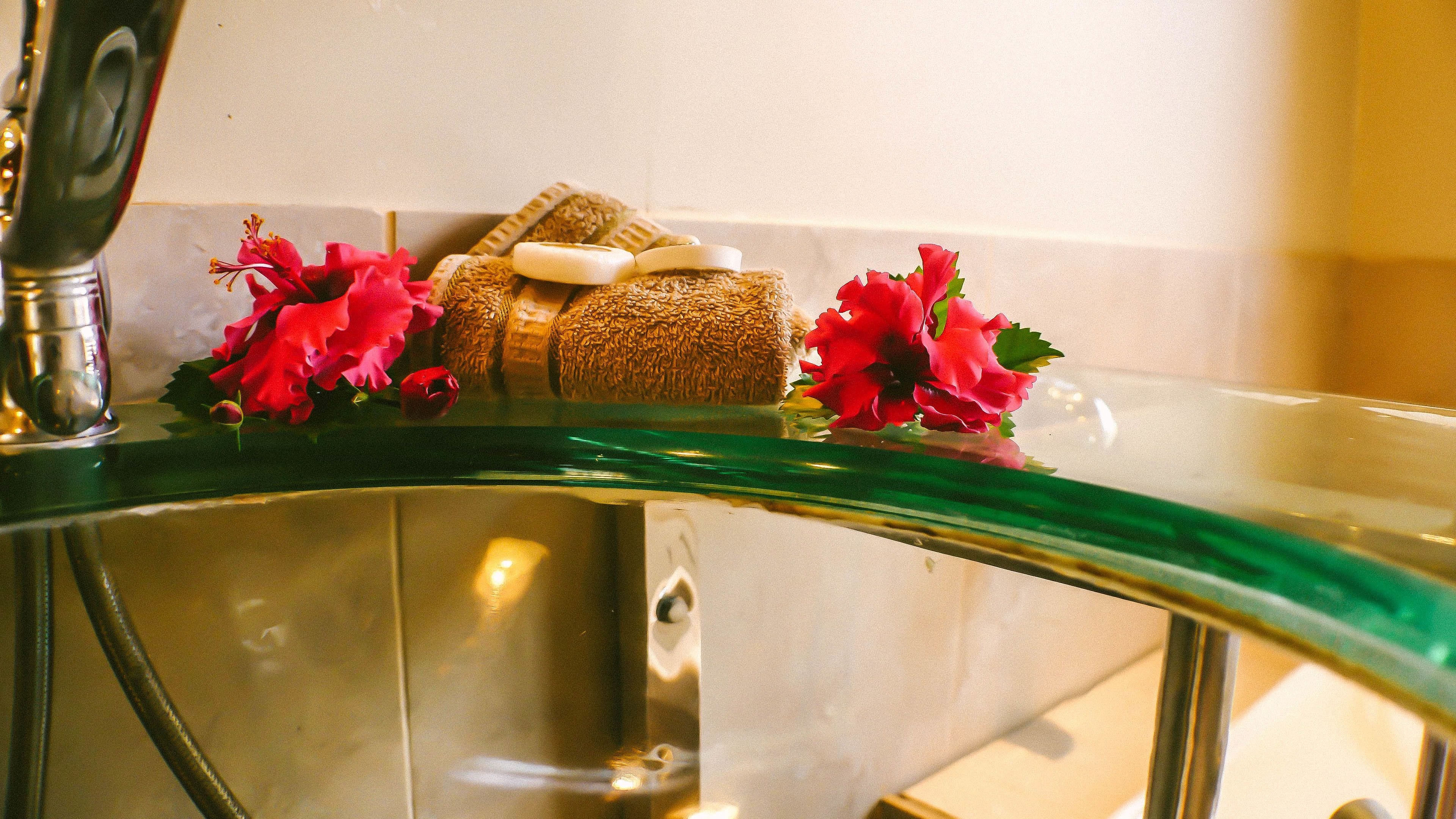 deluxe villa, beachfront | bathroom | shower, free toiletries, hair dryer, bathrobes