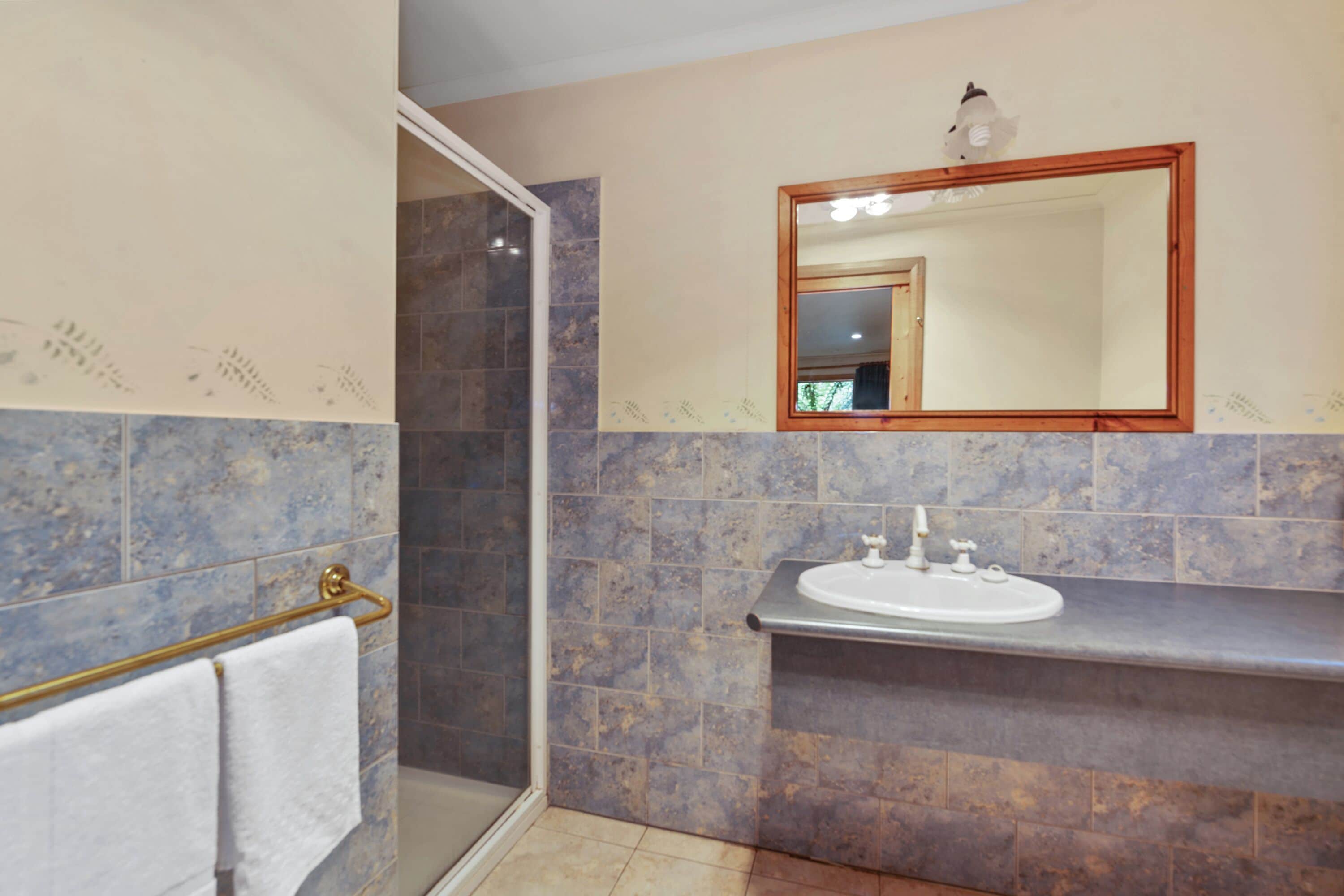 Comfort Cabin, Kitchenette, Garden View (Tassie Devil Suite) | Bathroom | Shower, free toiletries, hair dryer, towels