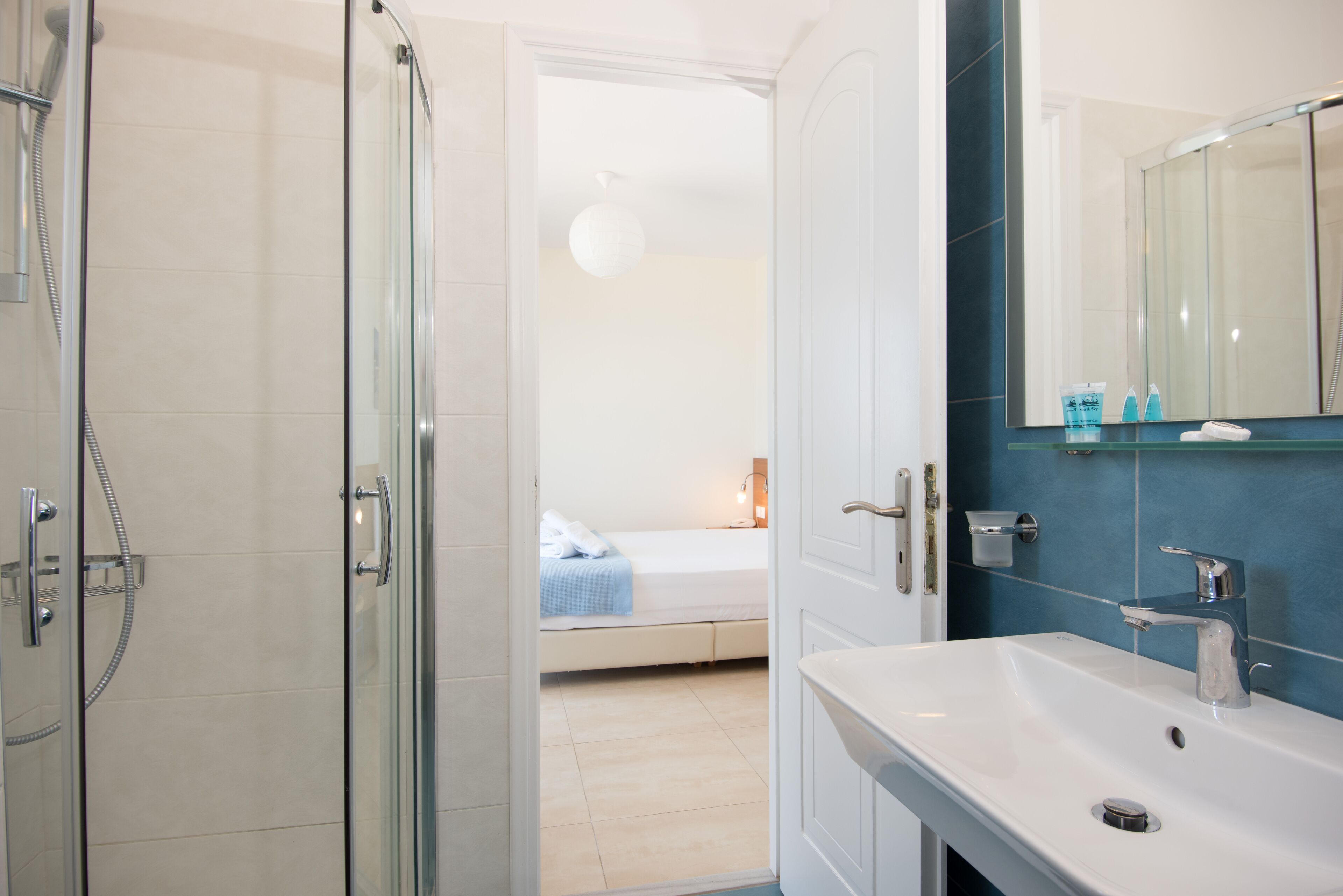 double or twin room | bathroom | shower, hair dryer, towels