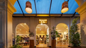 Breakfast, lunch, dinner served; international cuisine, pool views