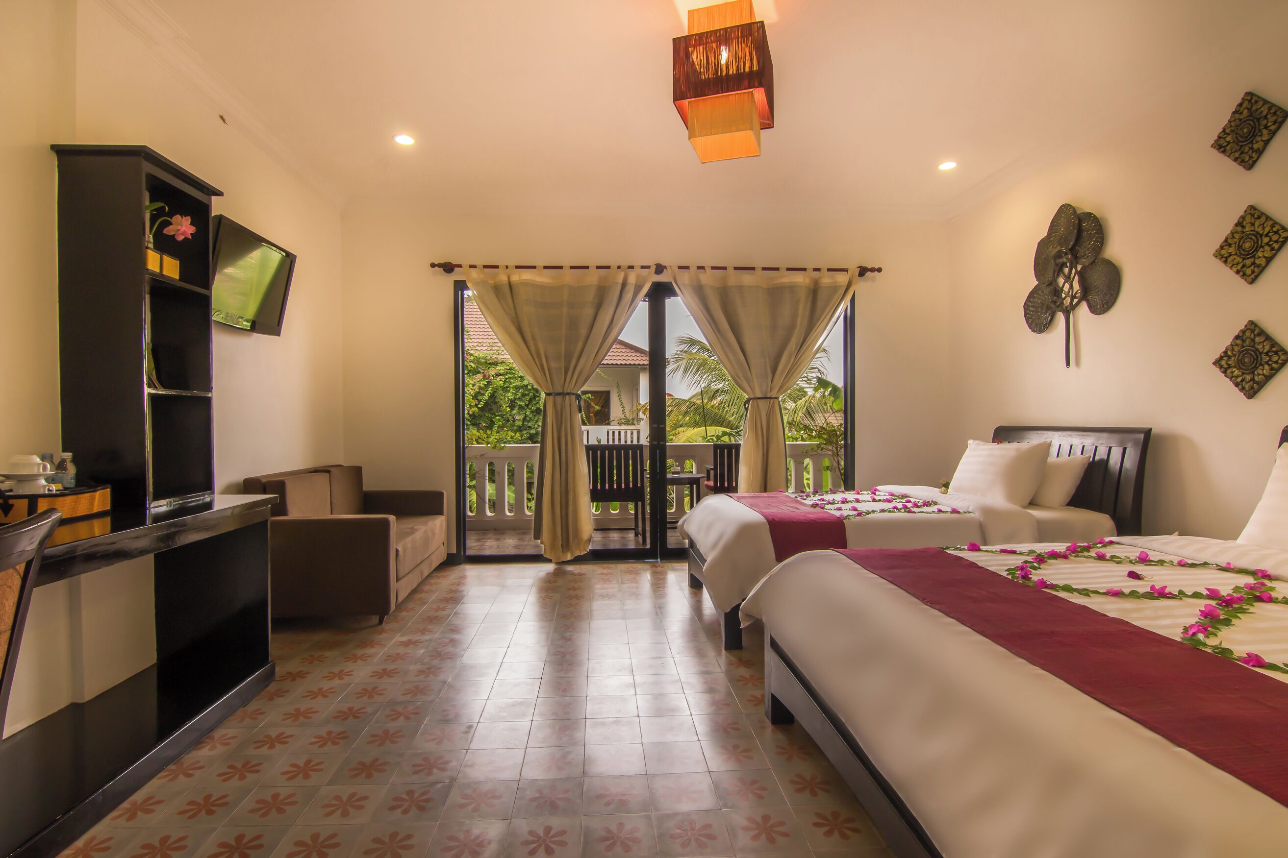 deluxe triple room, pool view (1 king bed & 1 single bed) | premium bedding, select comfort beds, minibar, in-room safe