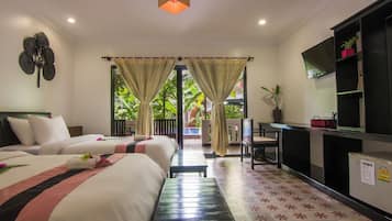 Deluxe Twin Room, Pool View | Premium bedding, Select Comfort beds, minibar, in-room safe