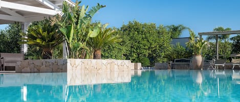 2 outdoor pools, open 10:00 AM to 8:00 PM, pool umbrellas, sun loungers