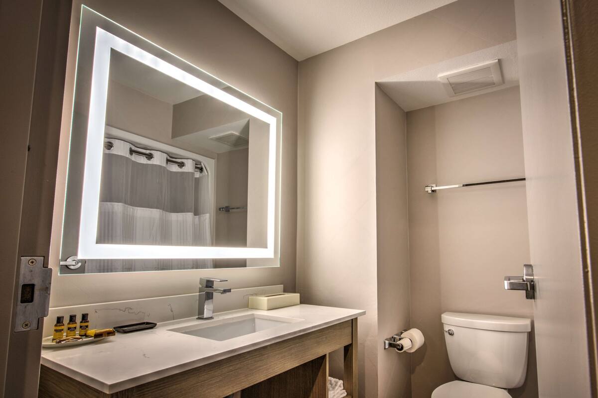 free toiletries, hair dryer, towels, soap