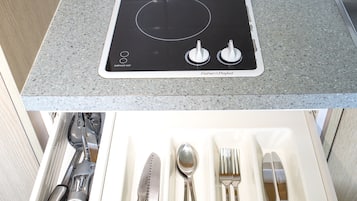 Fridge, microwave, coffee/tea maker, electric kettle