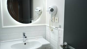 Shower, slippers, towels