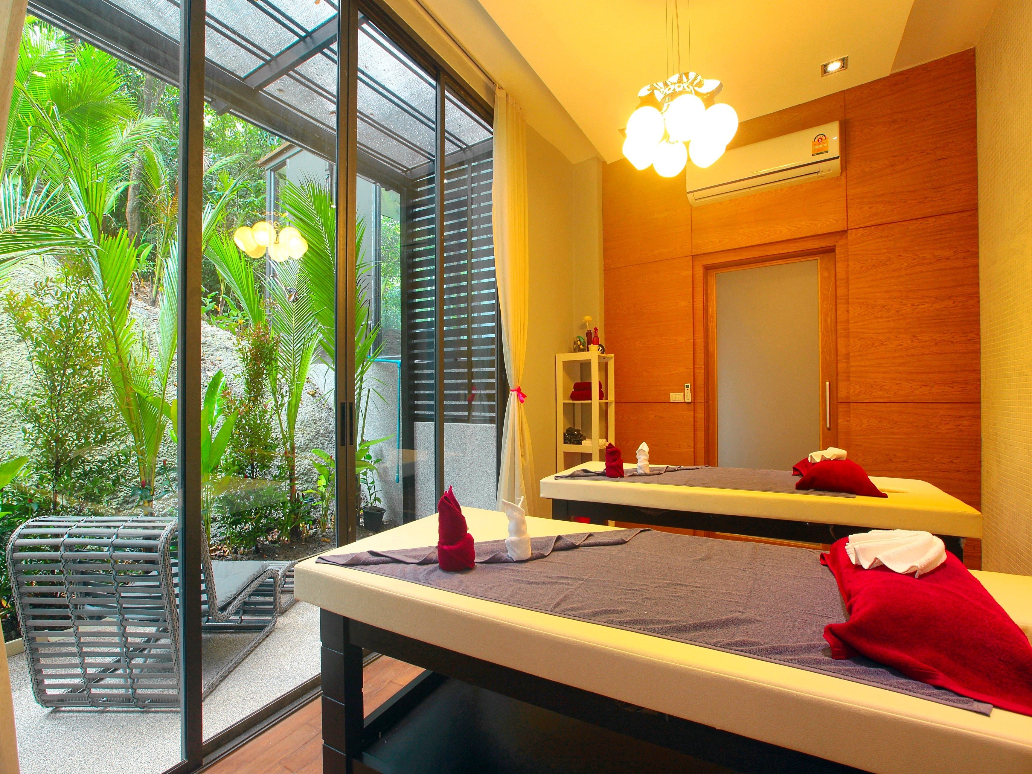 Outdoor treatment area, body treatments, Thai massages