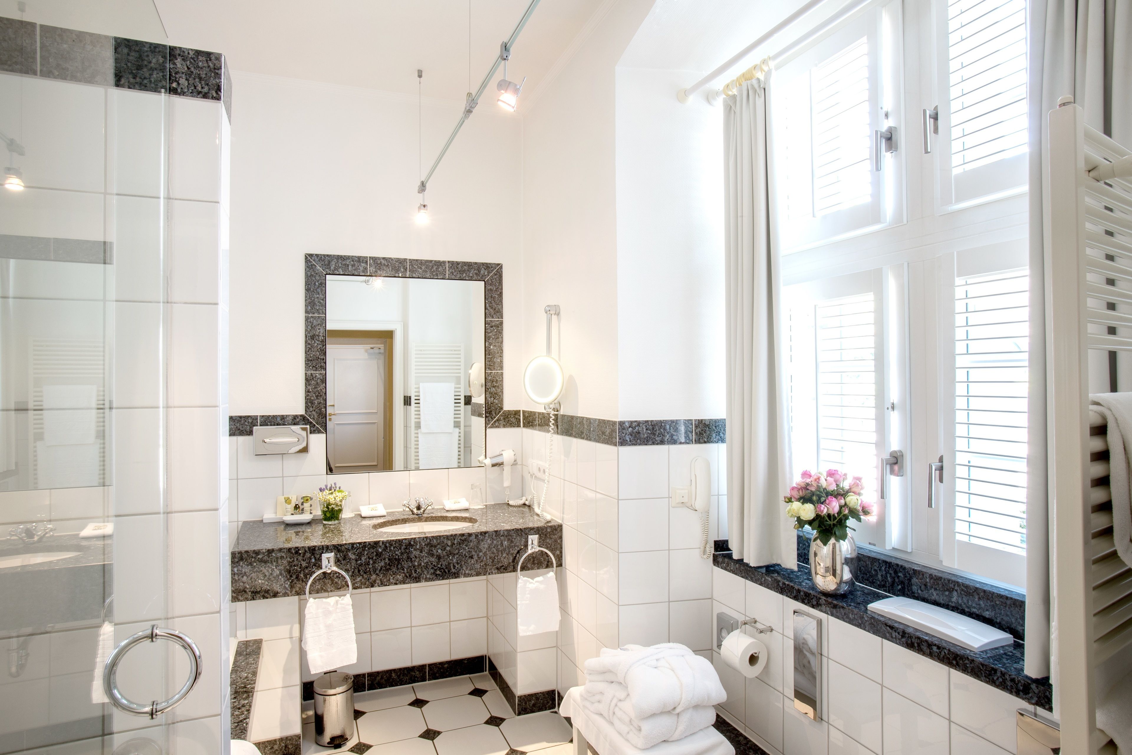 superior double room | bathroom | designer toiletries, hair dryer, bathrobes, slippers