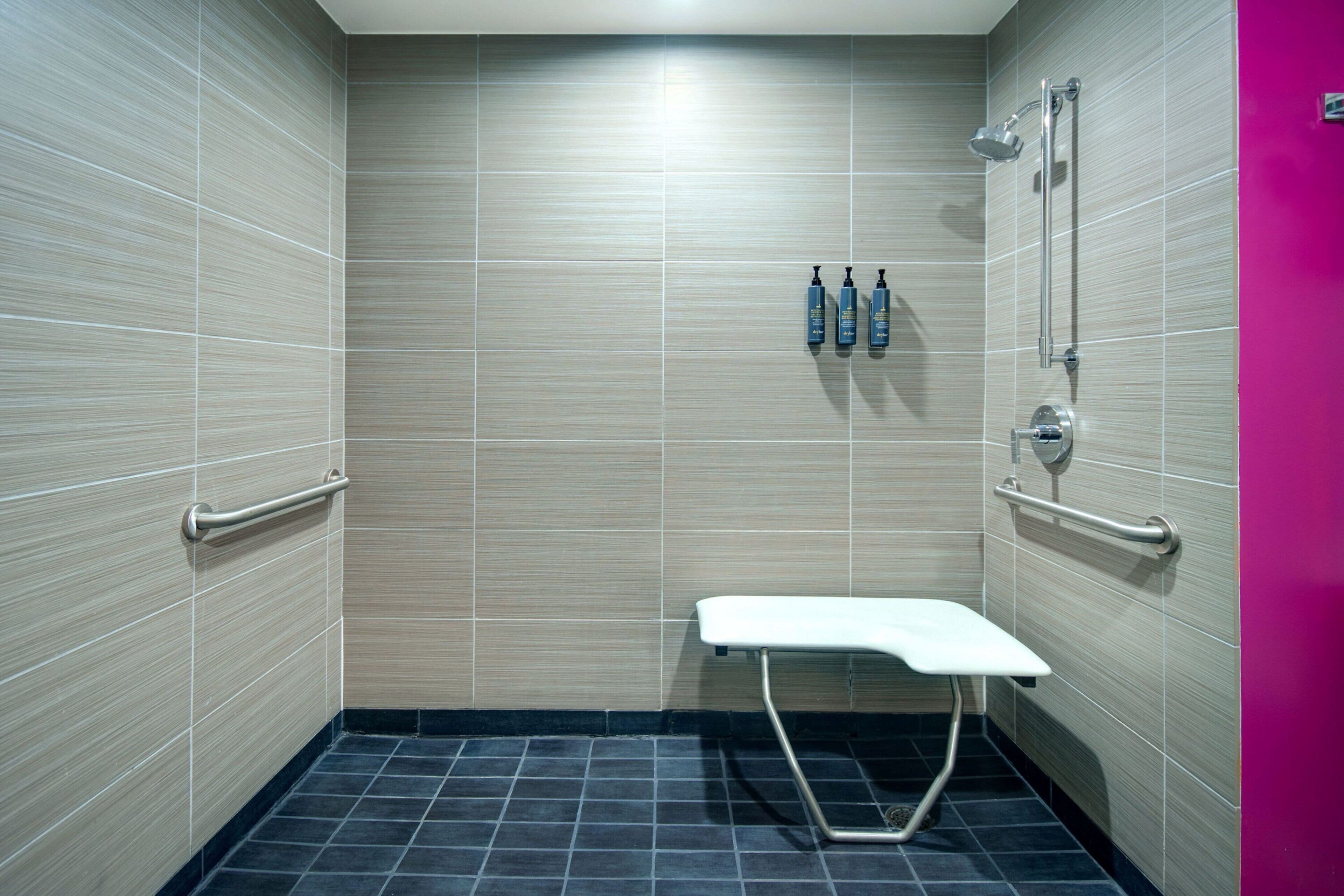 Designer toiletries, hair dryer, towels, soap