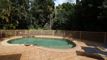 Outdoor pool, pool loungers