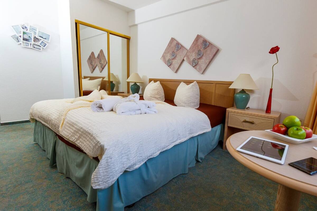 Hypo-allergenic bedding available, desk, cribs (free)
