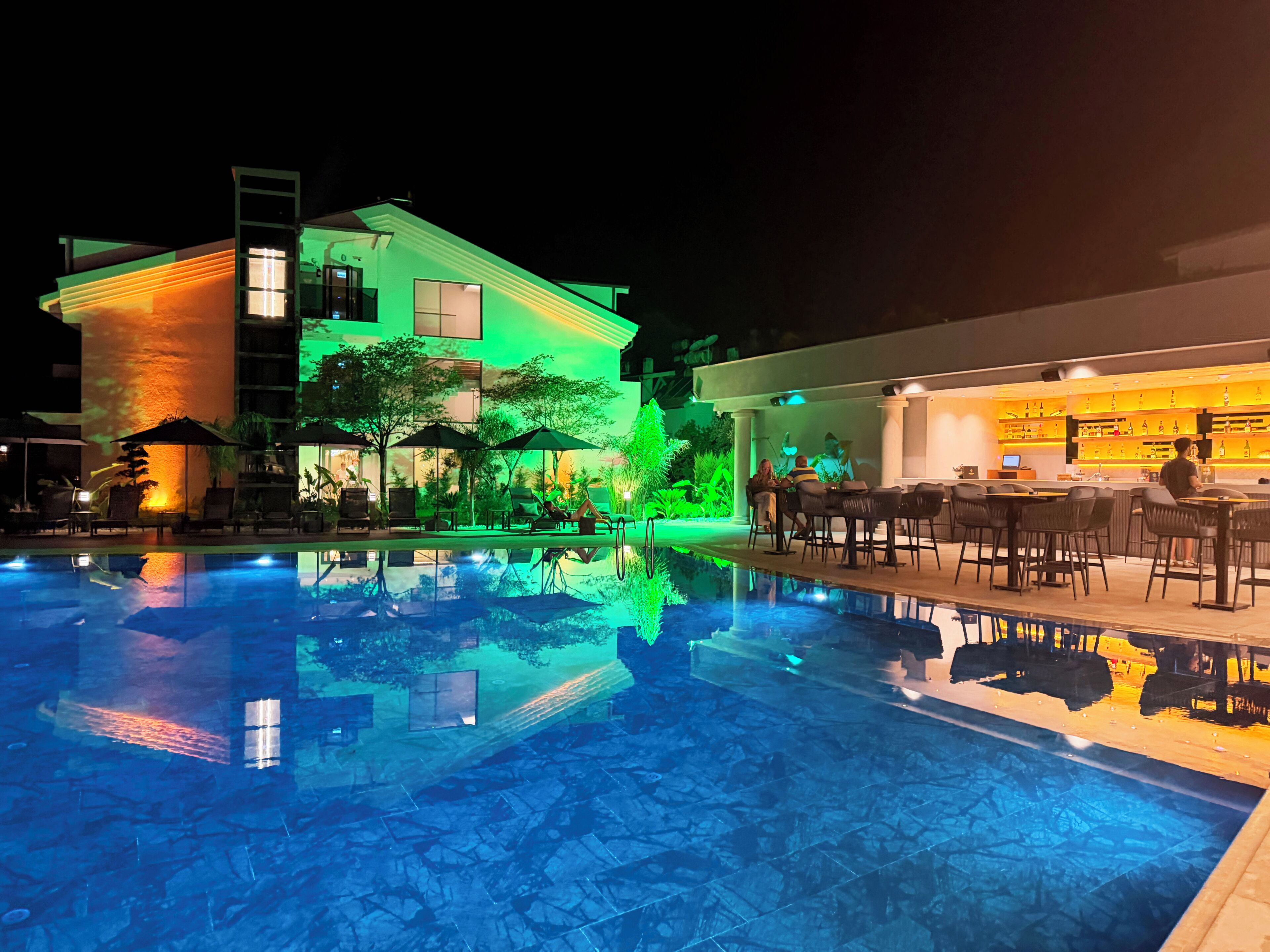 Indoor pool, seasonal outdoor pool, pool umbrellas, sun loungers