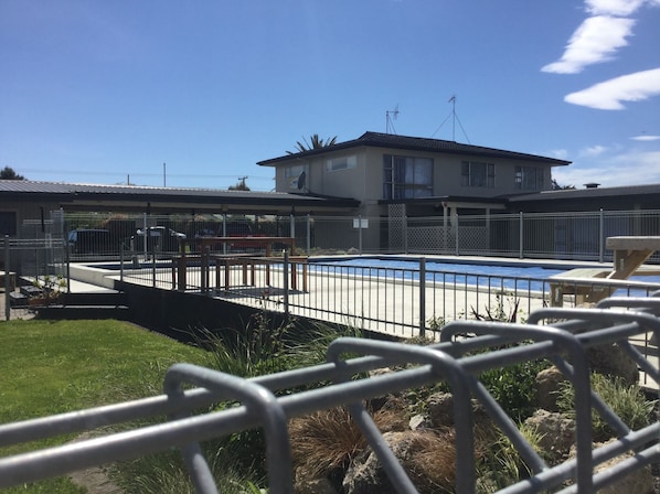 Outdoor pool, pool loungers
