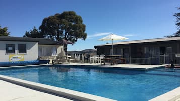 Outdoor pool, sun loungers