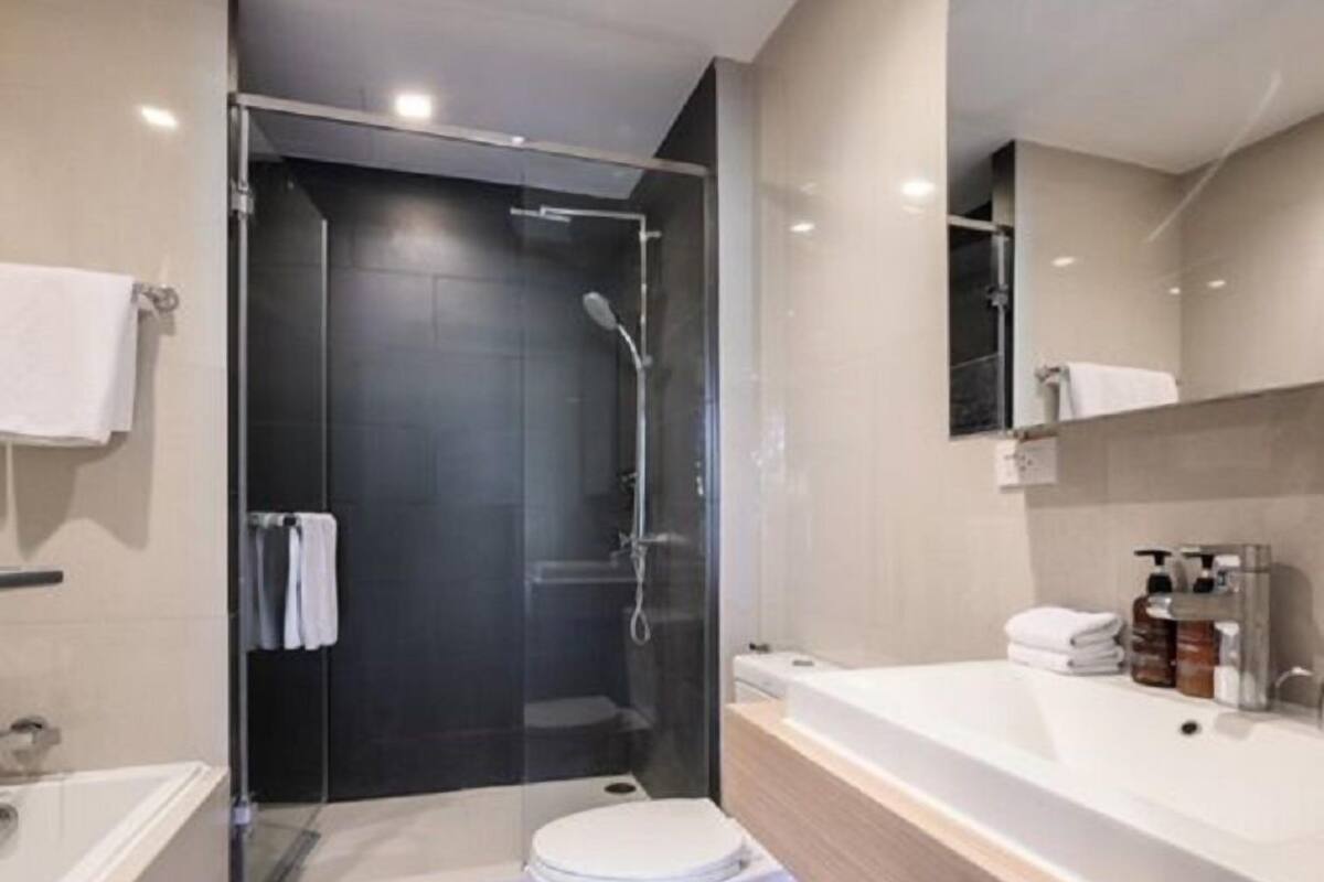 one bedroom suite - heated plunge pool | bathroom | combined shower/bathtub, spring water bathtub, hair dryer, bathrobes