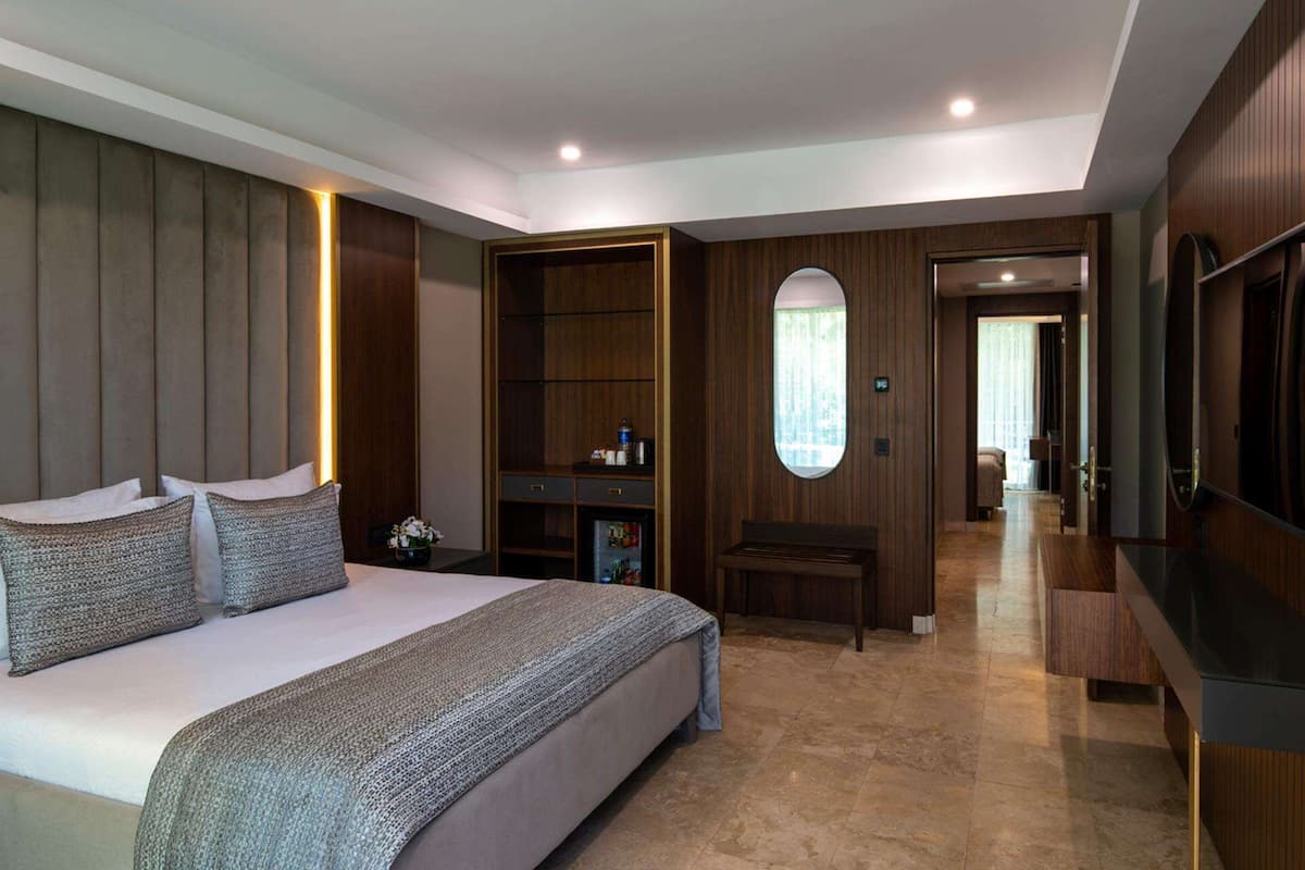 Free minibar, in-room safe, blackout curtains, soundproofing