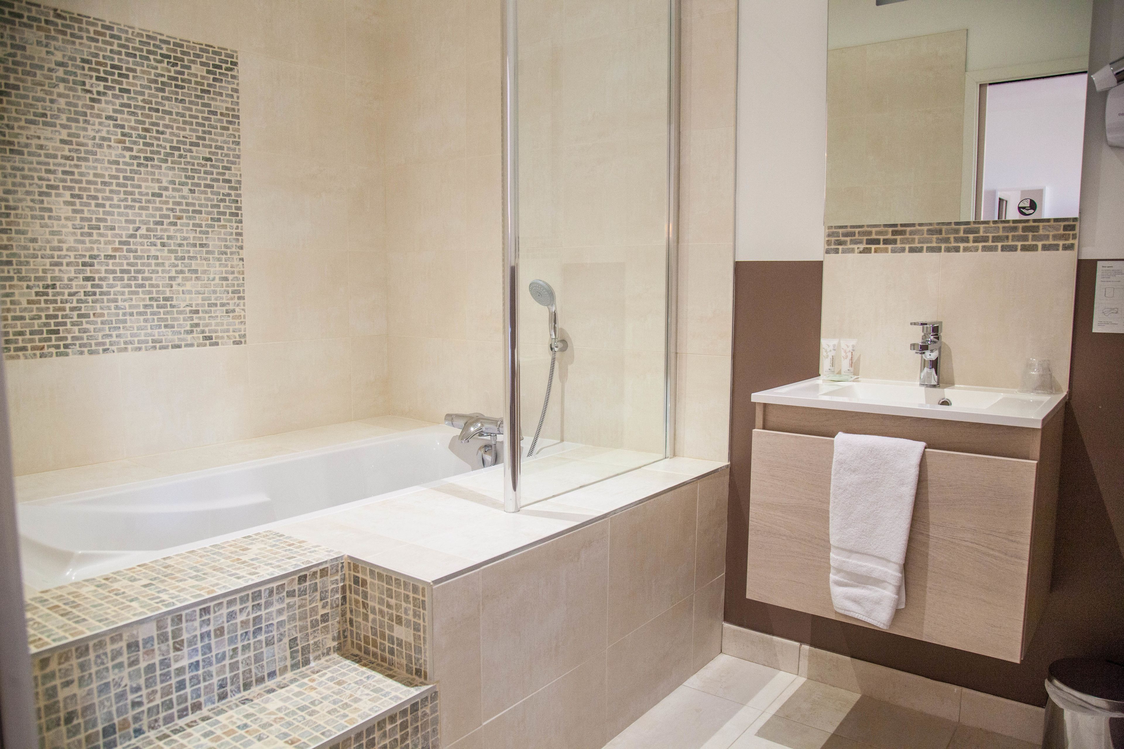 free toiletries, hair dryer, towels