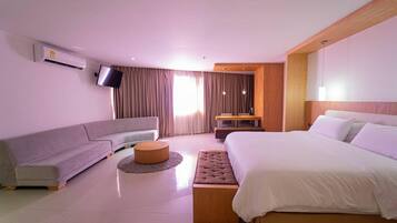 Hypo-allergenic bedding, in-room safe, individually decorated