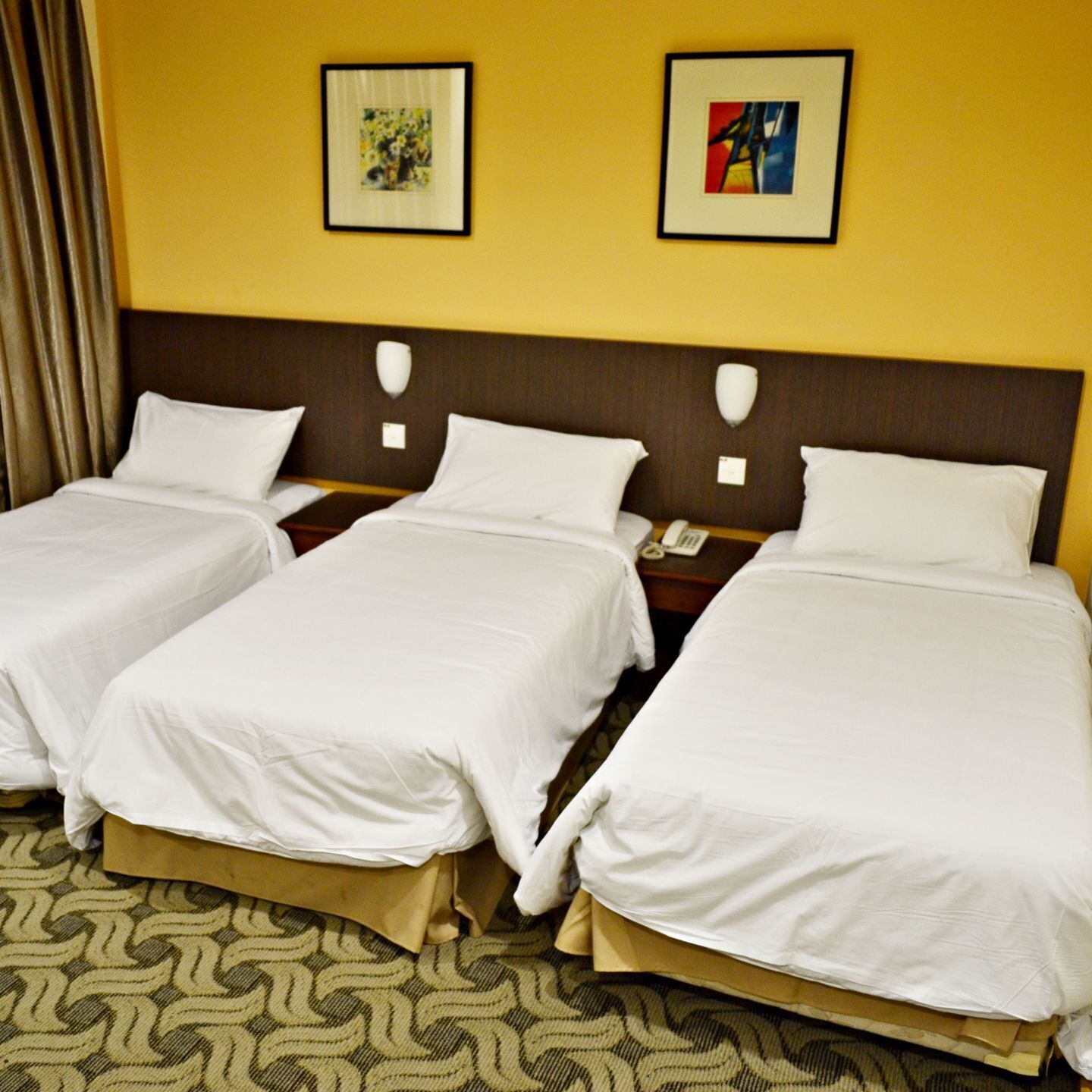 Desk, blackout curtains, free WiFi, bed sheets