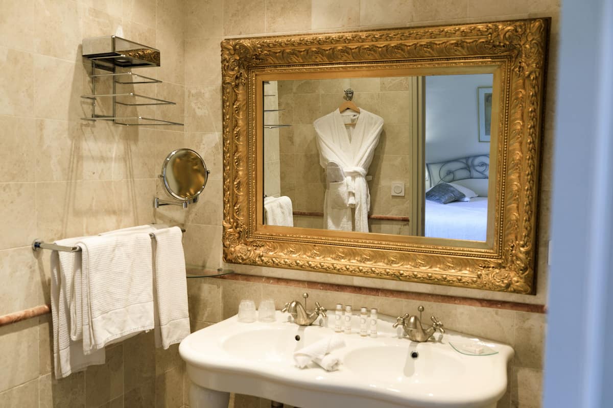 comfort double room, 1 queen bed | bathroom | designer toiletries, hair dryer, bathrobes, slippers