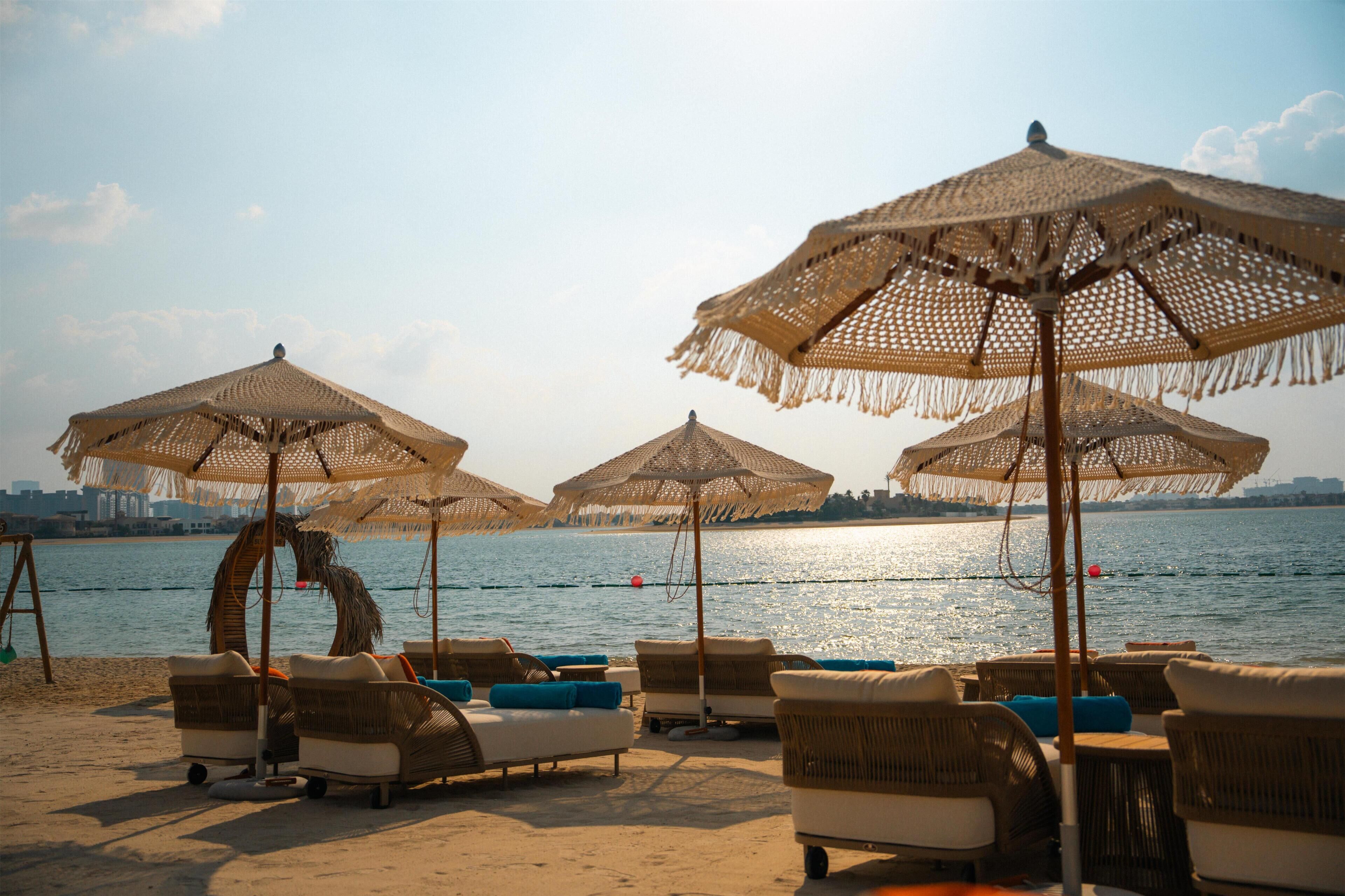 Private beach, white sand, beach cabanas, sun-loungers
