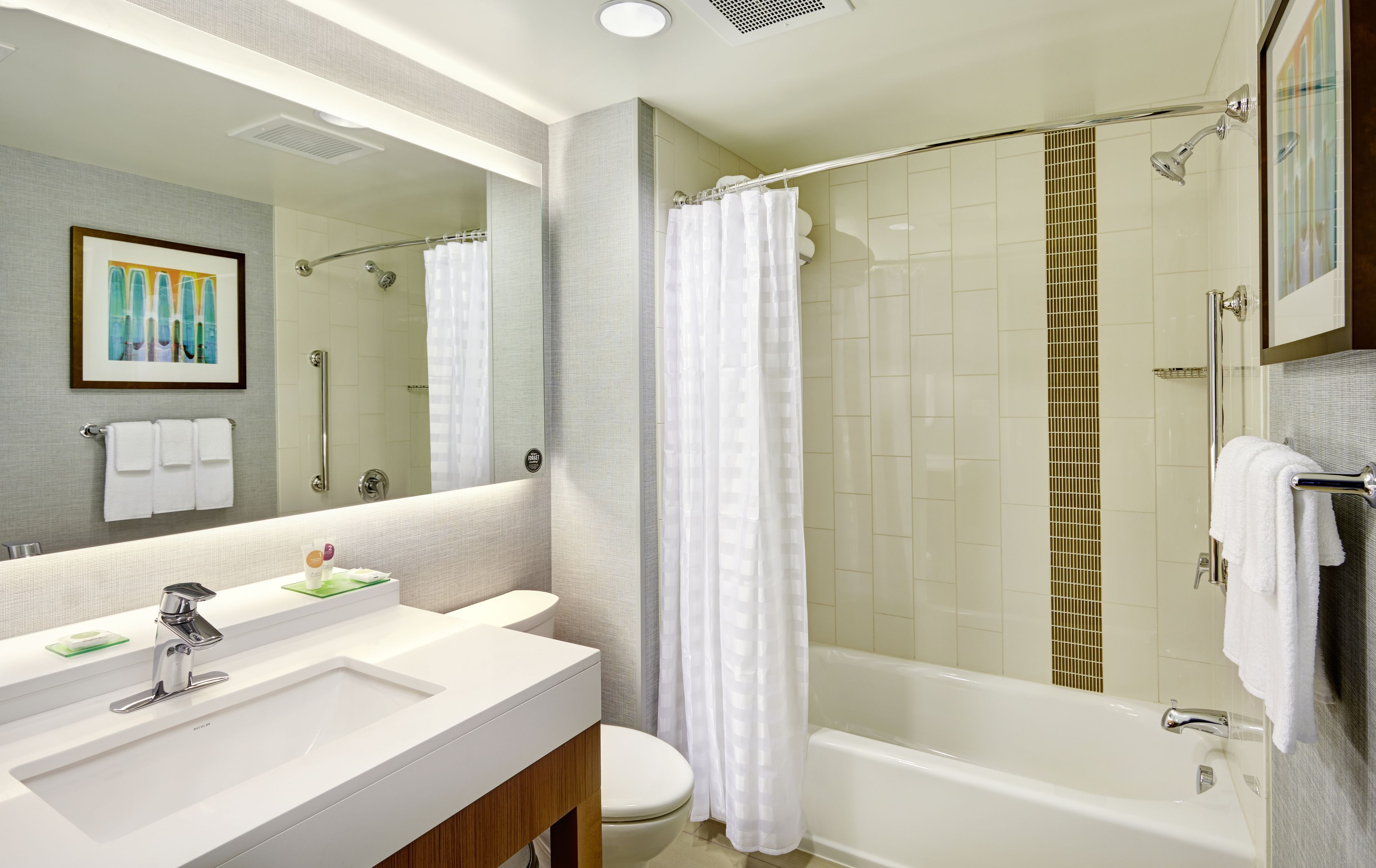 premium bedding, desk, blackout curtains, iron/ironing board