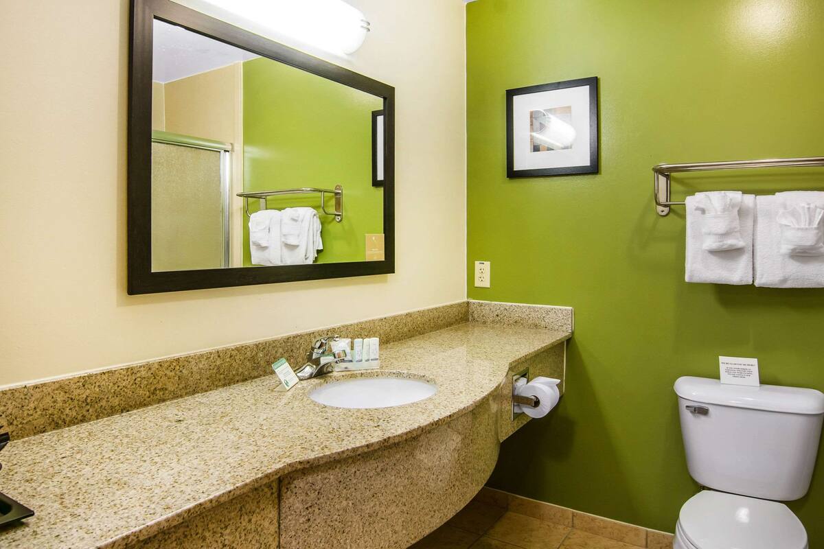 free toiletries, hair dryer, towels