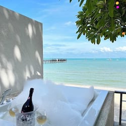 Beach Front Villa with One way Airport Transfer | Private spa tub